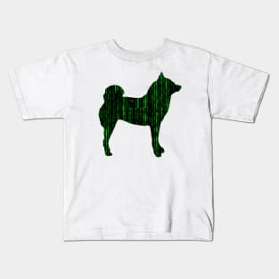 Lilly the Shiba Inu Silhouette - Matrix on White Kids T-Shirt